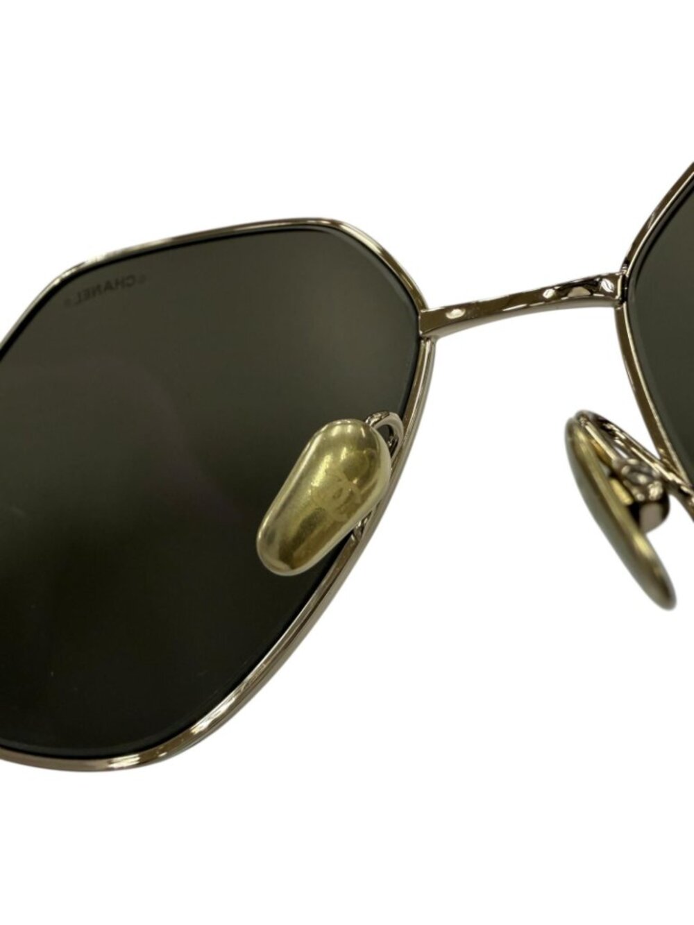 Chanel CC Logo Hexagon Chain Sunglasses Gold Black Demo Lens Eyewear - Picture 11 of 16